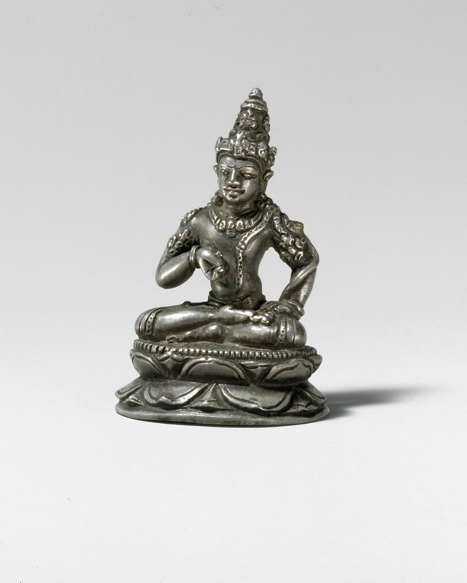 Seated Bodhisattva Vajrapani (?), Silver, Indonesia (Java) 