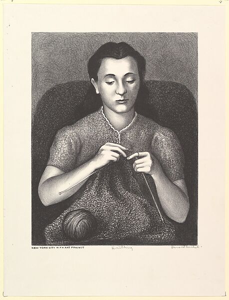 Knitting, Harold Anchel (American, 1912–1980), Lithograph 