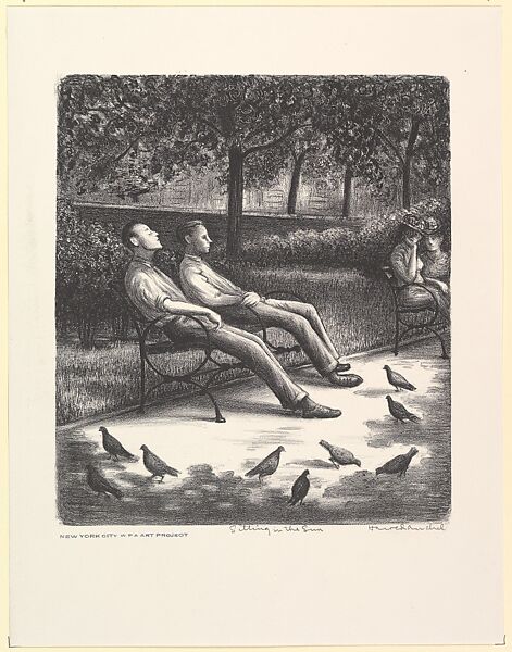 Sitting in the Sun, Harold Anchel (American, 1912–1980), Lithograph 