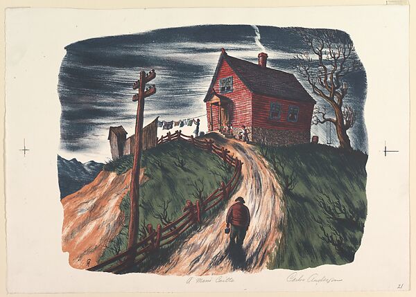 A Man's Castle, Carlos Anderson (American, Midvale, Utah 1904–1978 Salt Lake City, Utah), Color Lithograph 