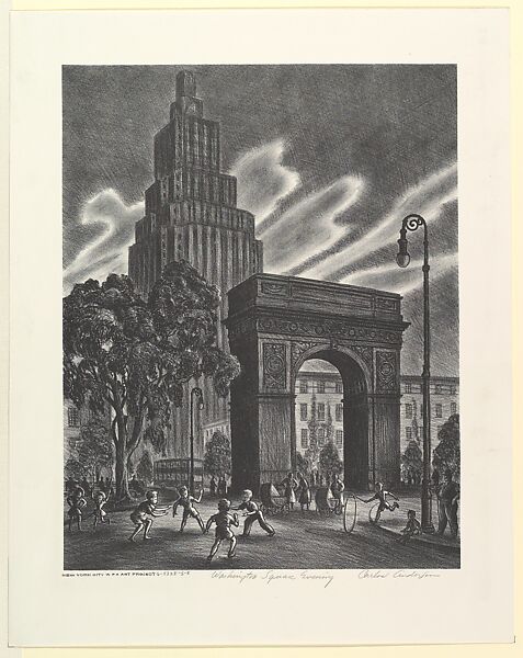 Washington Square Evening, Carlos Anderson (American, Midvale, Utah 1904–1978 Salt Lake City, Utah), Lithograph 