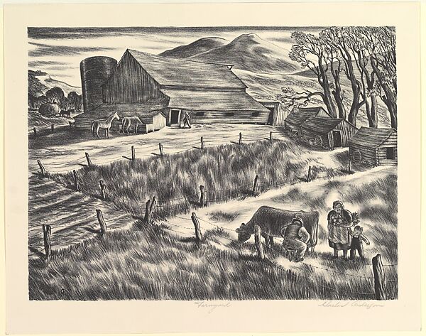 Farmyard, Carlos Anderson (American, Midvale, Utah 1904–1978 Salt Lake City, Utah), Lithograph 