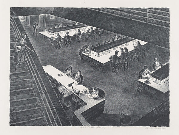New School Library, Carlos Anderson (American, Midvale, Utah 1904–1978 Salt Lake City, Utah), Lithograph 