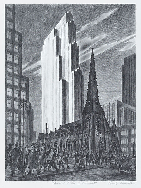 Man and his monuments, Carlos Anderson (American, Midvale, Utah 1904–1978 Salt Lake City, Utah), Lithograph 