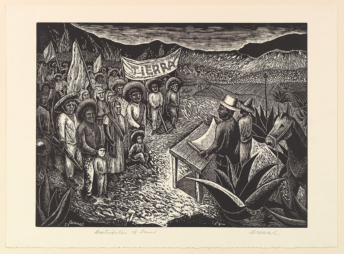 Distribution of Land, Luis Arenal (Mexican, 1907–1985), Wood engraving 
