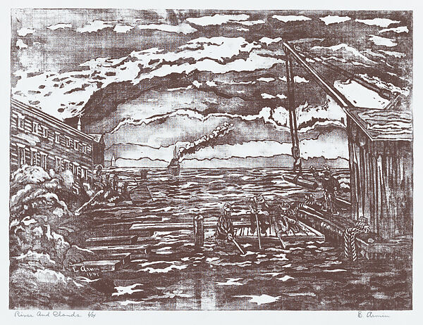 River and Clouds, Emil Armin (American, Radautz, Austria (Romania) 1883–1972), Lithograph 
