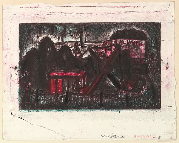 Excavating, Leah Balsham (American, born Philadelphia, Pennsylvania 1915), Color Lithograph 