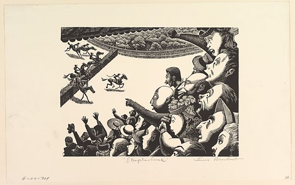 Steeplechase, Lou Barlow (American, 1908–2011), Wood engraving 