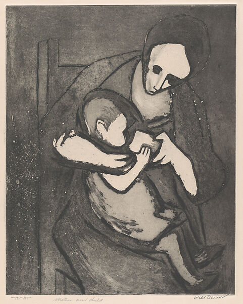 Mother and Child, Will Barnet (American, Beverly, Massachusetts 1911–2012 New York), Etching, Aquatint 