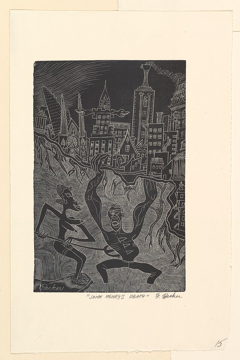 John Henry's Death, Fred Becker (American, Oakland, California 1913–2004 Amherst, Massachusetts), Wood engraving 