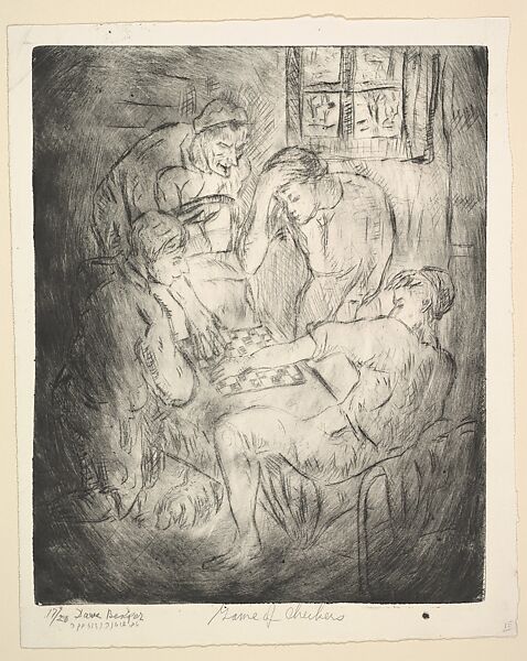 Game of Checkers, David Bekker (American, Vilna, Poland 1897–1955), Drypoint 