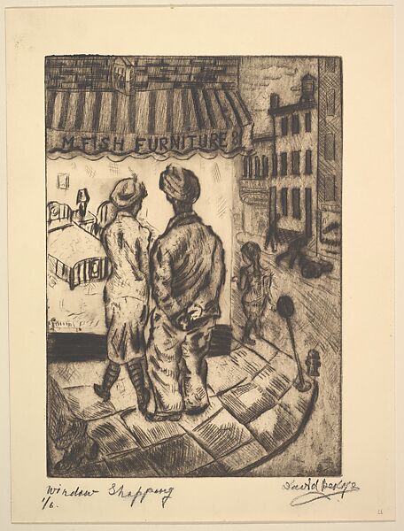 Window Shopping, David Bekker (American, Vilna, Poland 1897–1955), Drypoint 