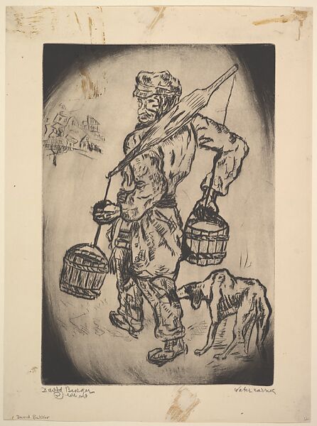 Water Carrier, David Bekker (American, Vilna, Poland 1897–1955), Drypoint 