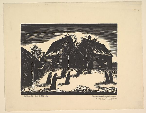 Ephrata Cloisters, Gerard Belfiore (American, 20th century), Wood engraving 