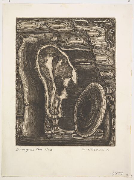 Dionysus Ear, Vera Berdich (American, Illinois, Chicago 1915–2003 Illinois, Chicago), Etching, aquatint 