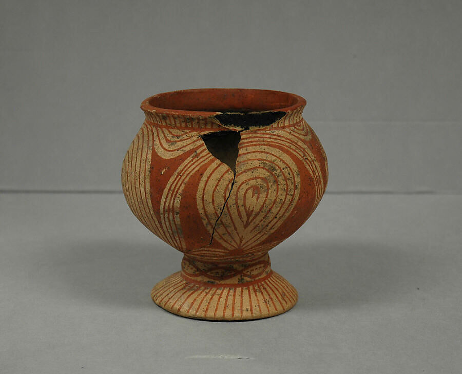 Vessel with Flaring Foot, Earthenware with buff slip and red oxide decoration, Thailand (Ban Chiang)