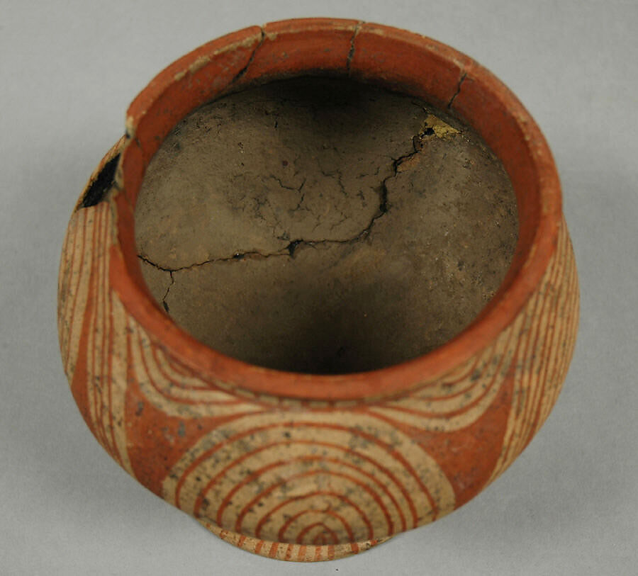Vessel with Flaring Foot, Earthenware with buff slip and red oxide decoration, Thailand (Ban Chiang)