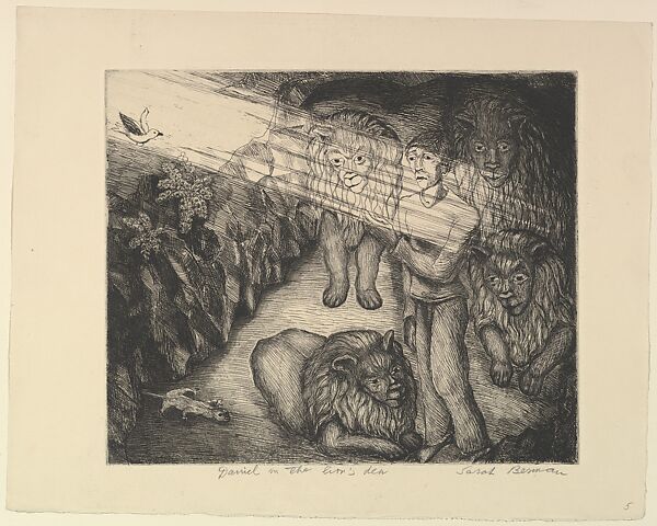 Daniel in the Lion's Den, Sarah Berman (American, Ukraine 1895–1957 New York), Etching 