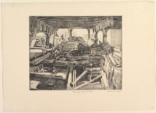 Sewerage Construction, Saul Berman (American, Russia 1899–1975 Los Angeles, California), Etching 