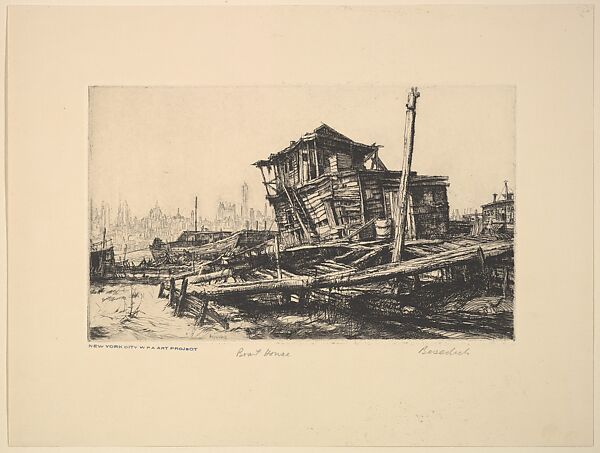 Boat House, Frank Paul Besedick (American, Hamilton, Ohio 1913–1987 Cincinnati, Ohio), Etching 