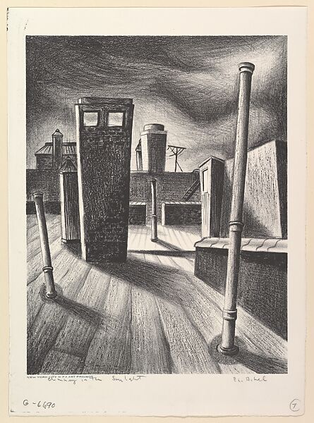 Chimney in the Sunlight, Leon Bibel (American, San Francisco, California 1912–1995), Lithograph 