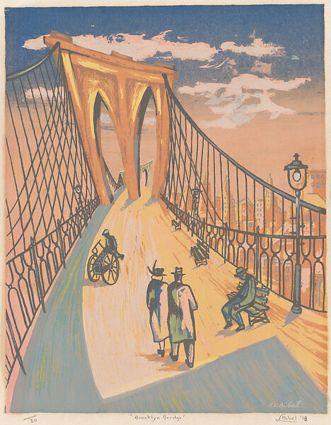 Brooklyn Bridge, Leon Bibel (American, San Francisco, California 1912–1995), Serigraph 