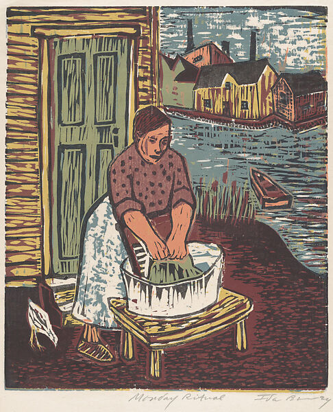 Monday Ritual, Ida Binney (American, born 1912), Color woodcut 