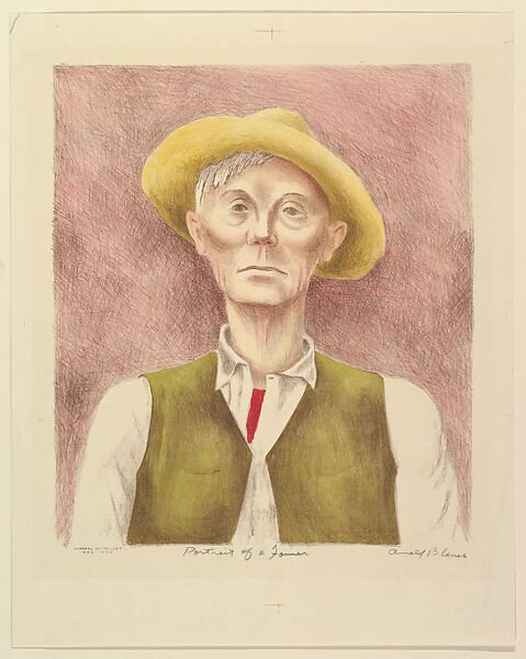 Portrait of a Farmer, Arnold A. Blanch (American, Mantorville, Minnesota 1896–1968 Woodstock, New York), Color Lithograph 