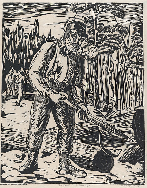 The Cant Hookman, Marie Bleck (American, 1911–1949), Woodcut 