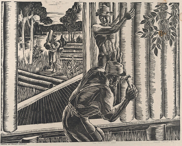 The New Cabin, Marie Bleck (American, 1911–1949), Woodcut 