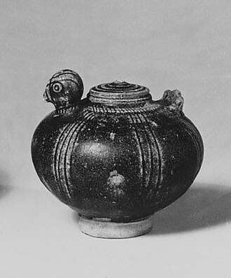 Lime Pot with Chicken Head and Tail, Stoneware (Khmer ware), Thailand 