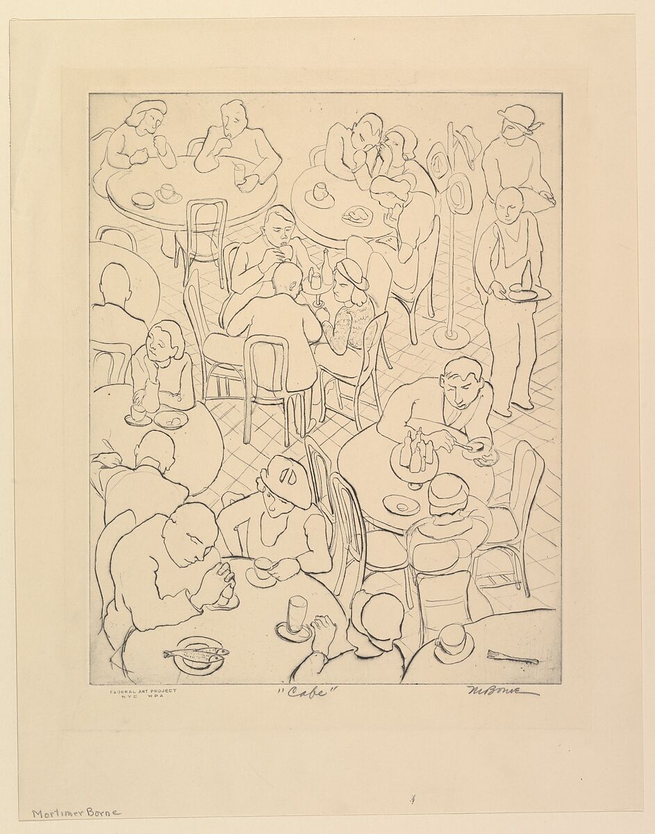 Café, Mortimer Borne (American (born Poland), Rypin 1902–1987 Nyack, New York), Drypoint 