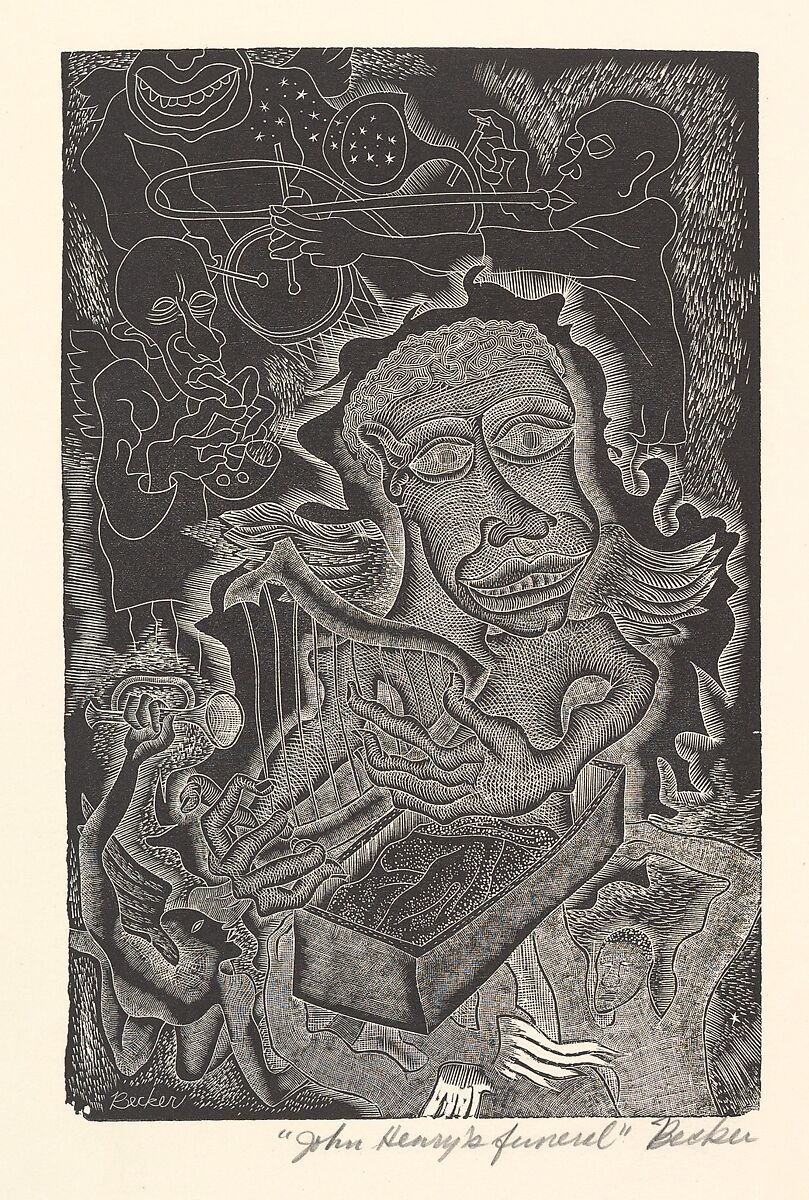 John Henry's Funeral, Fred Becker (American, Oakland, California 1913–2004 Amherst, Massachusetts), Wood engraving 