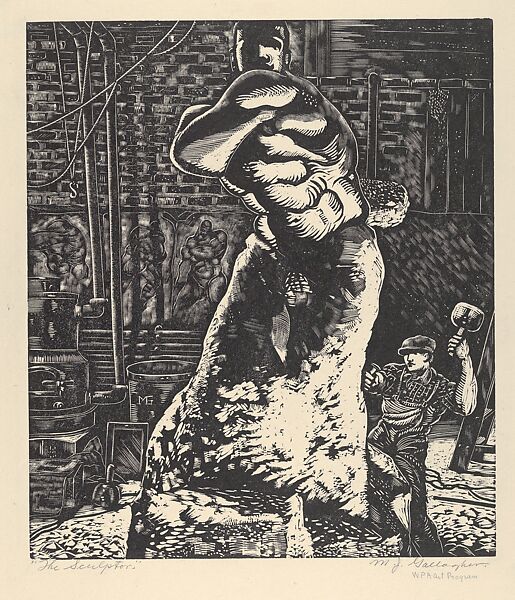 The Sculptor, Michael J. Gallagher (American, Scranton, Pennsylvania 1898–1965 Philadelphia, Pennsylvania), Wood engraving 