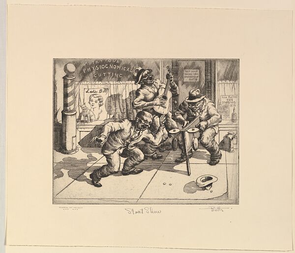 Street Show, Hugh Botts (American, New York 1903–1964 Cranford, New Jersey), Etching 