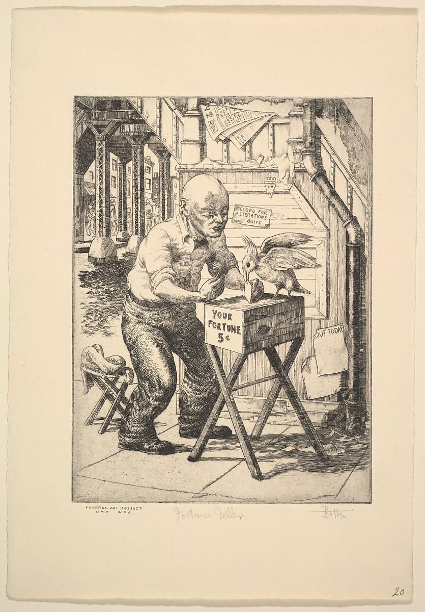 Fortune Teller, Hugh Botts (American, New York 1903–1964 Cranford, New Jersey), Etching 