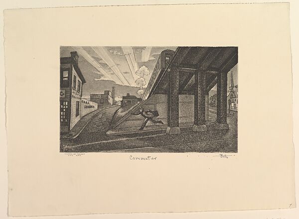 Commuter, Hugh Botts (American, New York 1903–1964 Cranford, New Jersey), Etching, Aquatint 