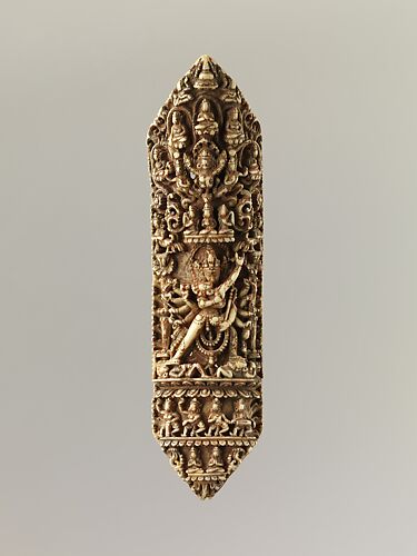 Plaque from a Tantric Ritual Apron (Chakrasamvara and Vajravarahi at Center)

