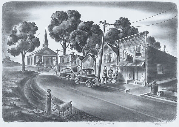 Morning on Main Street, Hugh Botts (American, New York 1903–1964 Cranford, New Jersey), Lithograph 
