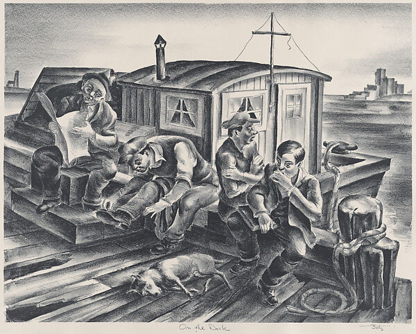 On the Dock, Hugh Botts (American, New York 1903–1964 Cranford, New Jersey), Lithograph 