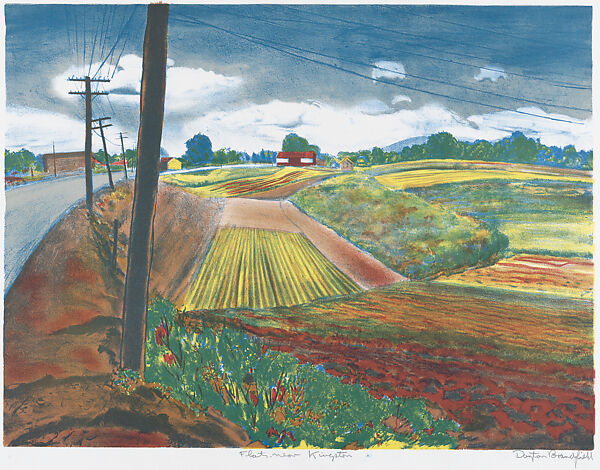 Flats Near Kingston, Dayton Brandfield (American, New York 1911–1993 Grover Beach, California), Color lithograph 