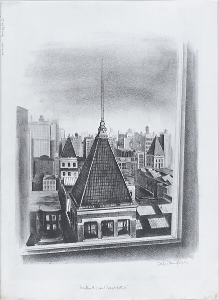 Fourteenth Street Perspective, Dayton Brandfield (American, New York 1911–1993 Grover Beach, California), Lithograph 