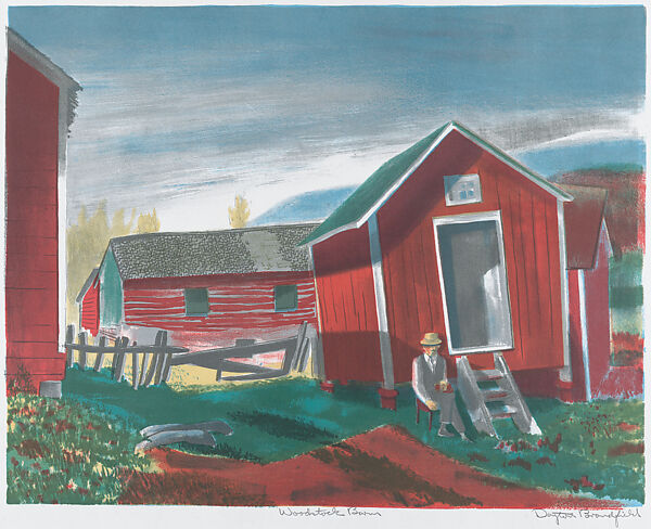 Woodstock Barn, Dayton Brandfield (American, New York 1911–1993 Grover Beach, California), Serigraph 