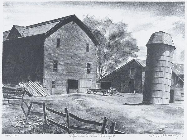 Afternoon in the Barnyard, Dayton Brandfield (American, New York 1911–1993 Grover Beach, California), Lithograph 