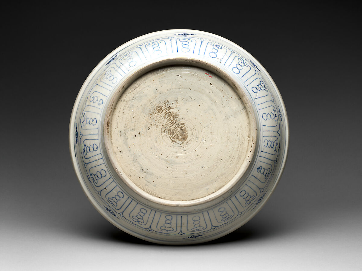 Plate with Peonies, Stoneware painted with cobalt blue under transparent glaze, Vietnam