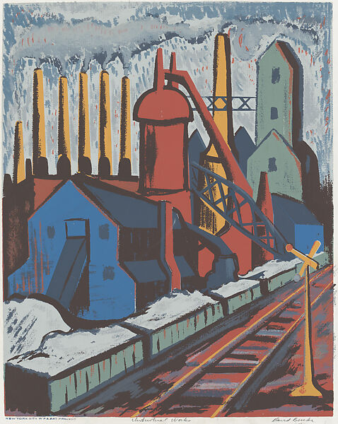 Industrial Works, David Burke (American, active mid 20th century), Serigraph 