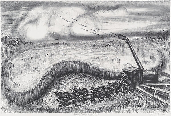 Mule Team Harvesting, David Burke (American, active mid 20th century), Lithograph 