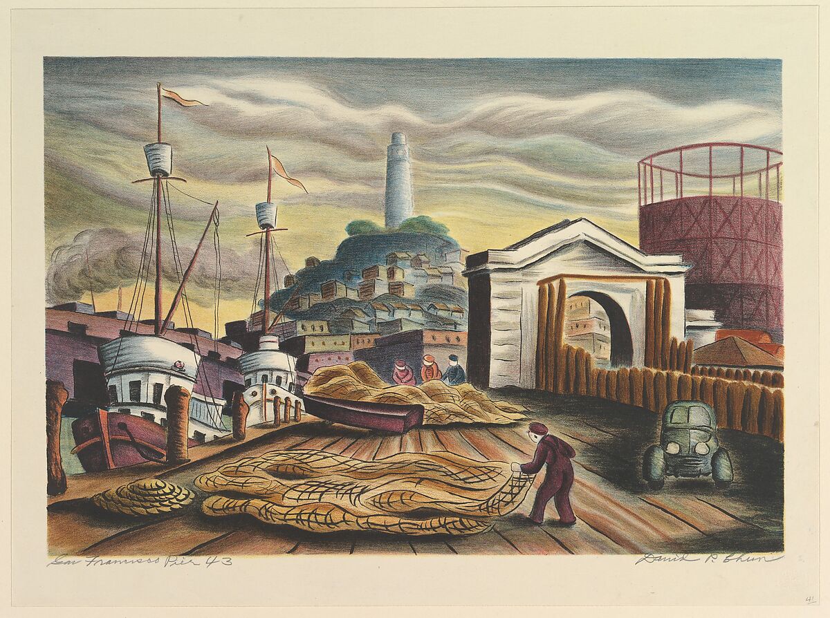 San Francisco Pier, David Paul Chun  American, Lithograph