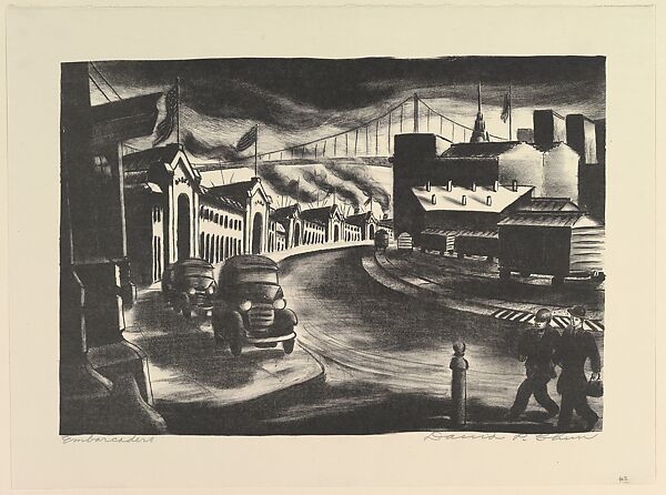 Embarcadero, David Paul Chun (American, Honolulu, Hawaii 1898–1989 San Francisco, California), Lithograph 