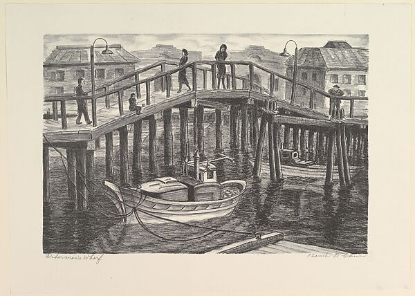 Fisherman's Wharf, David Paul Chun (American, Honolulu, Hawaii 1898–1989 San Francisco, California), Lithograph 